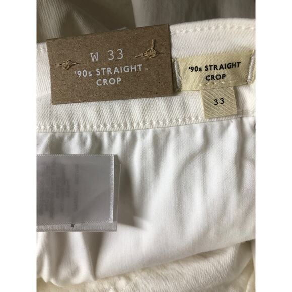 Madewell The '90s Straight Crop Jeans Raw Hem Cropped Denim Tile White NWT 33 - Picture 10 of 13